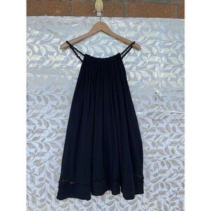 Scarlett Poppies Pearls On A String Black Cotton Dress M/L Boho Cottagecore